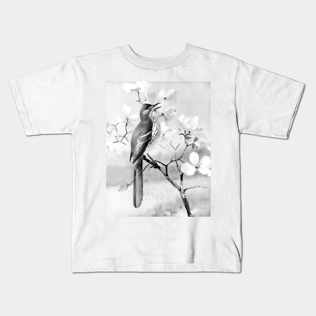 bird in profile eastern landscape Kids T-Shirt by Marccelus